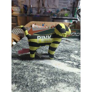 2000s Victoria's Secret Pink Plush Toy Dog Pink Love Black & Yellow 8"x6"x2.5"